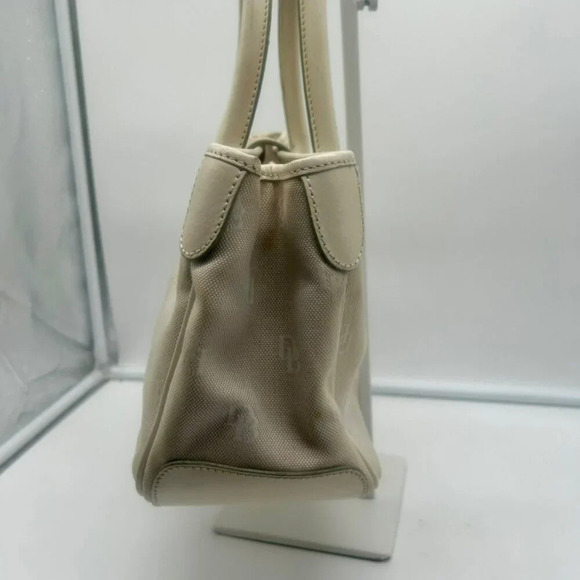 Dooney & Bourke DB Monogram Logo Purse Off White Ivory Canvas Leather Top Handle - Picture 9 of 16